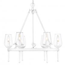  1210-6 TWP - Regent 6 Light Chandelier in Textured White Plaster with Clear Glass Shade